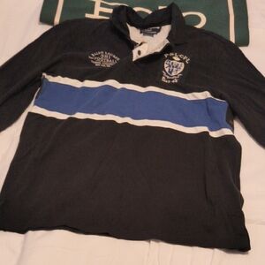Ralph Lauren Men's Black and Blue Rugby Sweater